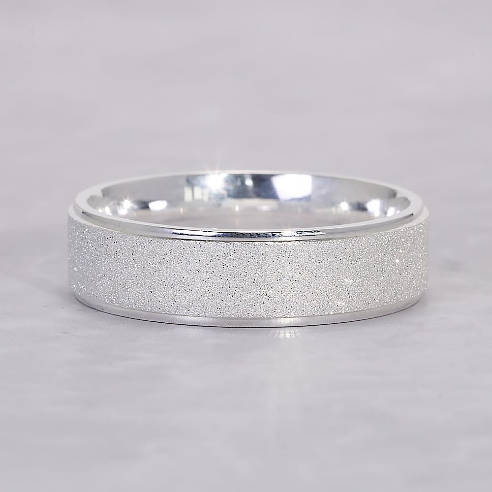 925 Sterling Silver Couple Ring for Men Women Rough Surfaced Shinning Simple Wedding Band for Lovers Size 7-13