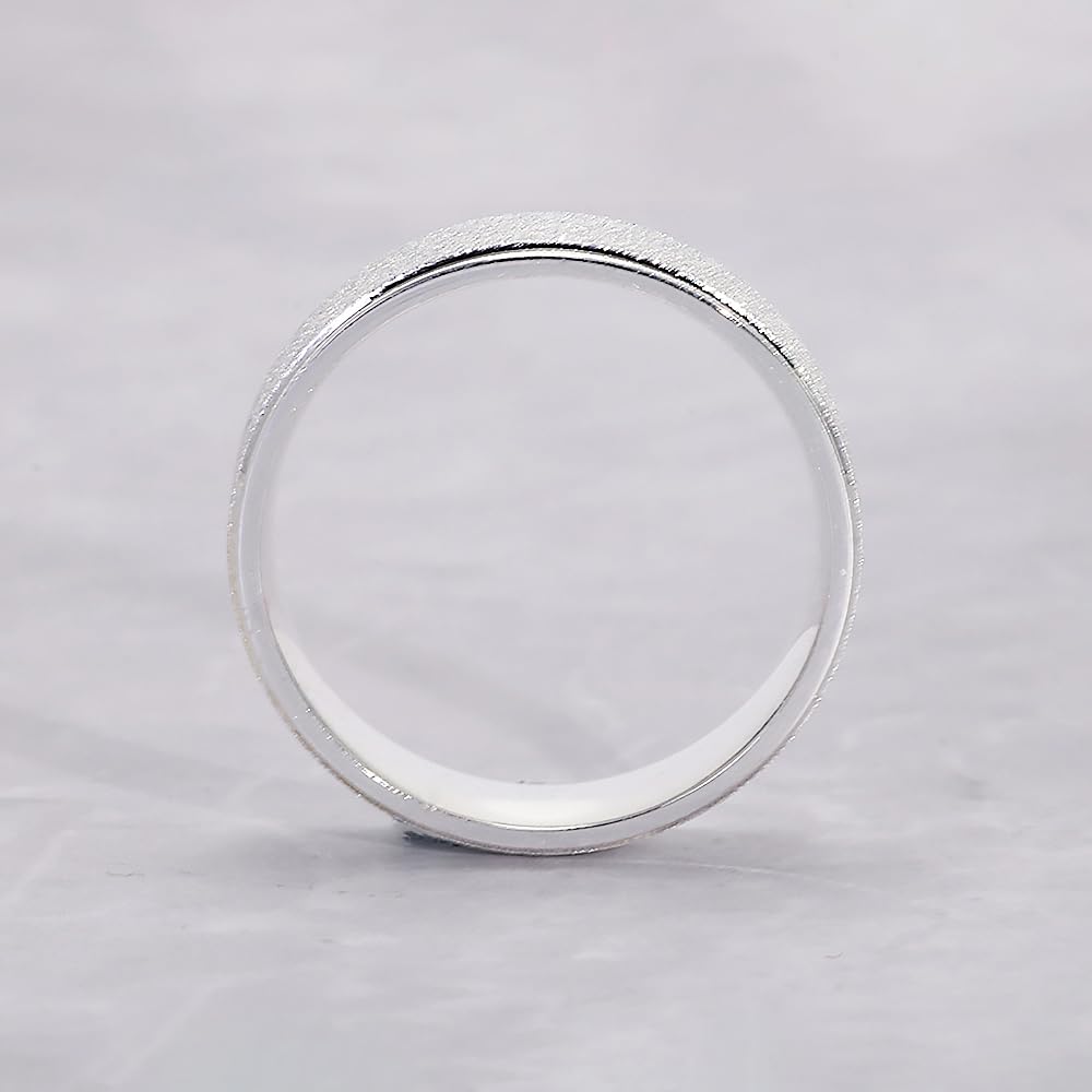 925 Sterling Silver Couple Ring for Men Women Rough Surfaced Shinning Simple Wedding Band for Lovers Size 7-13