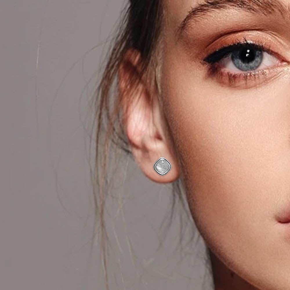 RogJewelry Labradorite Stud Earrings Women Sqaure Natural Gemstone Earrings Solid 925 Sterling Silver Vintage Elegant Gifts for Wife Mother Daughter