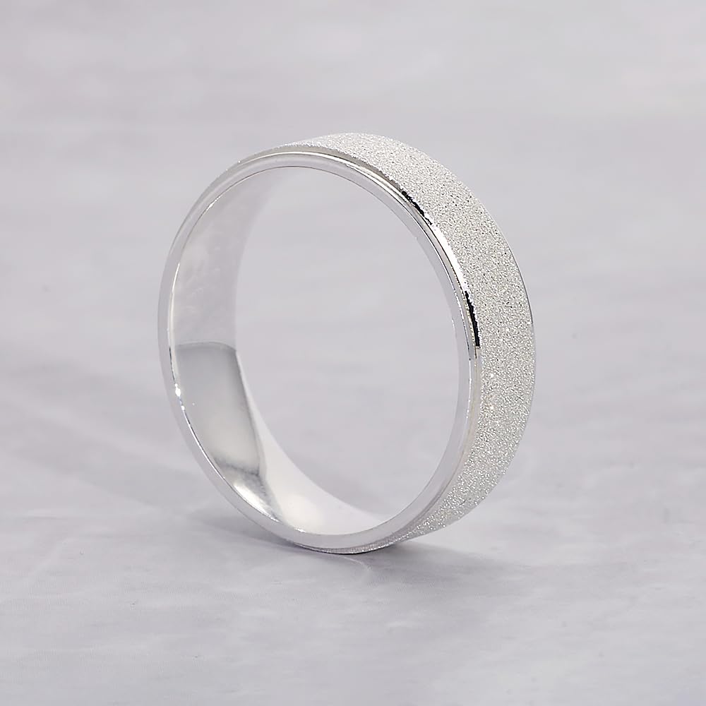 925 Sterling Silver Couple Ring for Men Women Rough Surfaced Shinning Simple Wedding Band for Lovers Size 7-13
