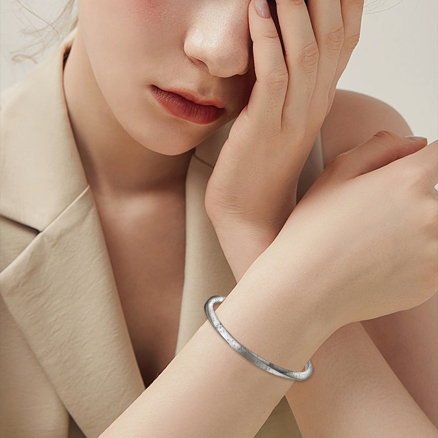 925 Sterling Silver Twisted Cuff Bracelet, Adjustable Open Cuff Bangle, Mobius-Style, Minimalist, Unisex Jewelry