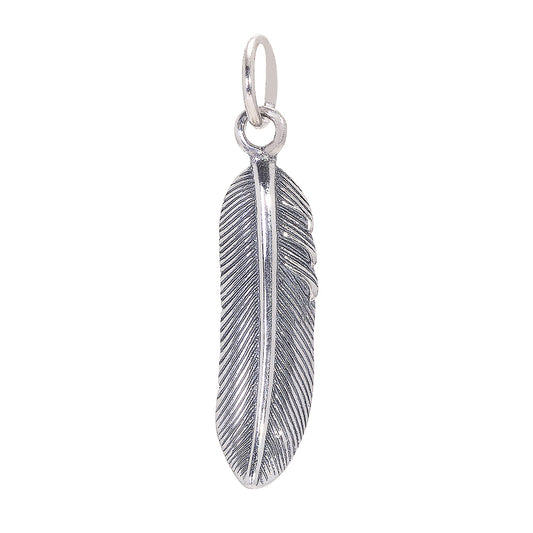 925 Sterling Silver Simple Retro Feather Pendant Leaf Shaped Large Bail Opening Women Men Fashion Delicate Dainty Jewelry