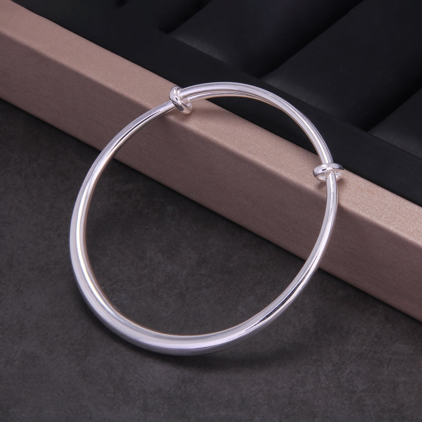 999 Pure Silver Adjustable Bangle Bracelet for Women, Push Pull Design (5.5"–7.5"), Classic Elegant Handmade Minimalist Jewelry, Gift for Mom, Wife, Girlfriend