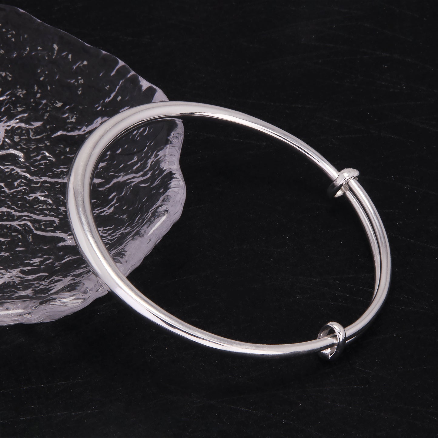 999 Pure Silver Adjustable Bangle Bracelet for Women, Push Pull Design (5.5"–7.5"), Classic Elegant Handmade Minimalist Jewelry, Gift for Mom, Wife, Girlfriend