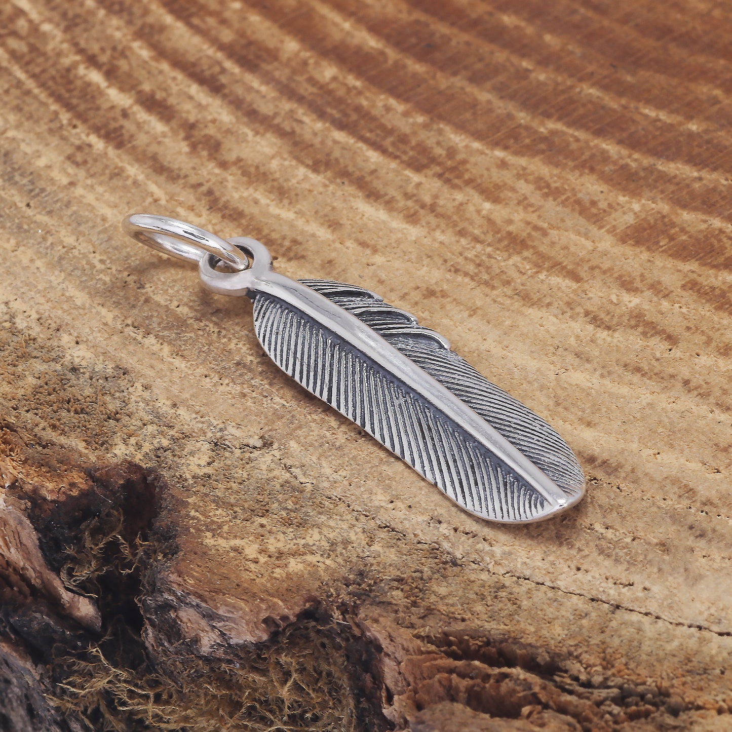925 Sterling Silver Simple Retro Feather Pendant Leaf Shaped Large Bail Opening Women Men Fashion Delicate Dainty Jewelry