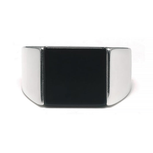 Classic S925 Sterling Silver Square Agate/Lapis Lazuli Ring for Men Natural Gemstone Black Onyx Pinky Thumb Ring Band Male Jewelry Gift for Dad Father