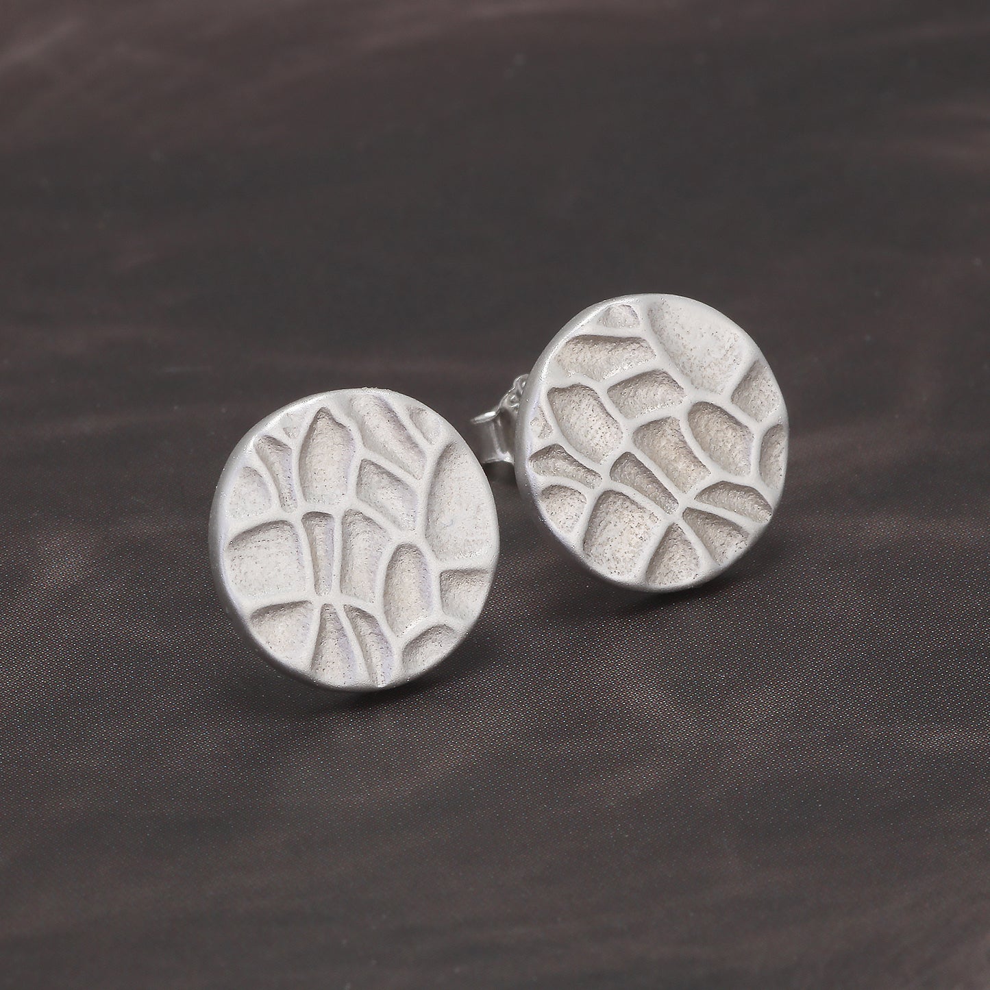 925 Sterling Silver Hammered Disc Stud Earrings for Women, 10mm Minimalist Hypoallergenic Earrings for Sensitive Ears, Simple Everyday Jewelry