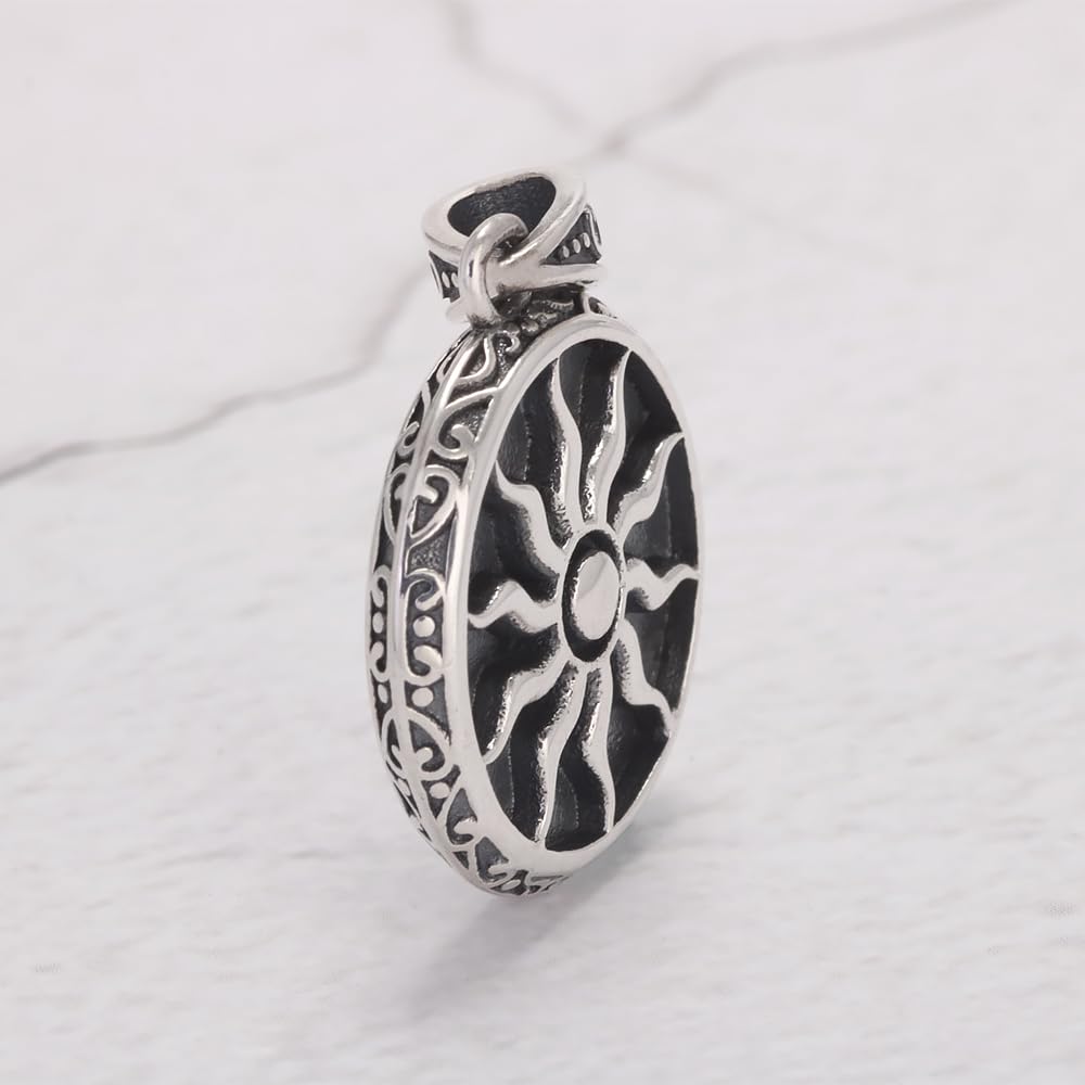 Greek Mythological Apollo Amulet Sun God Pendant for Men Women Pure 925 Sterling Silver Vintage Round Coin Pendant Jewelry Gifts for Him/Her