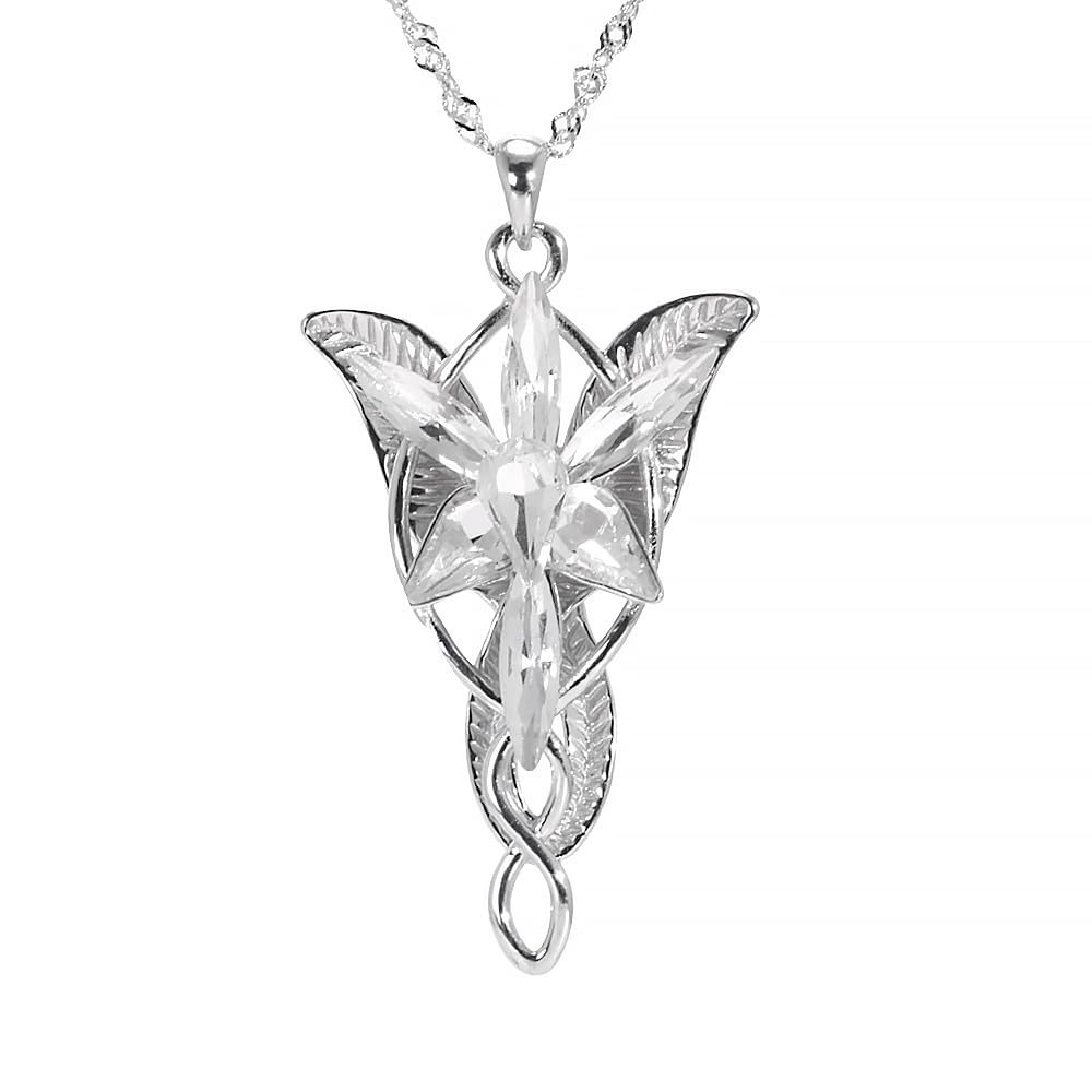 S925 Sterling Silver Arwen Evenstar Pendant Necklace Lord of the Ring Jewelry Women Sweater Chain
