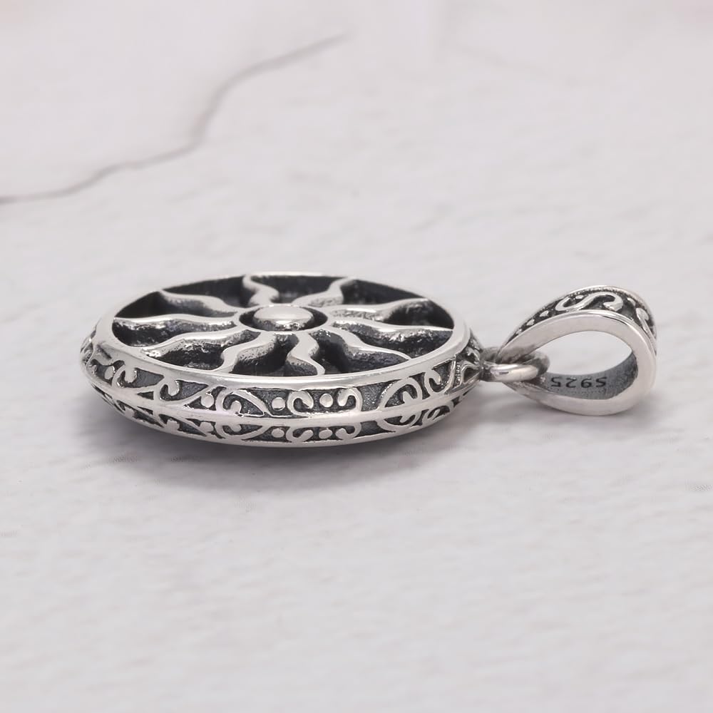 Greek Mythological Apollo Amulet Sun God Pendant for Men Women Pure 925 Sterling Silver Vintage Round Coin Pendant Jewelry Gifts for Him/Her
