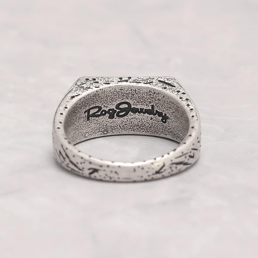 Natural Turquoise Signet Ring in Sterling Silver Rectangular Gemstone Retro Antiqued Handmade Jewelry for Men and Women