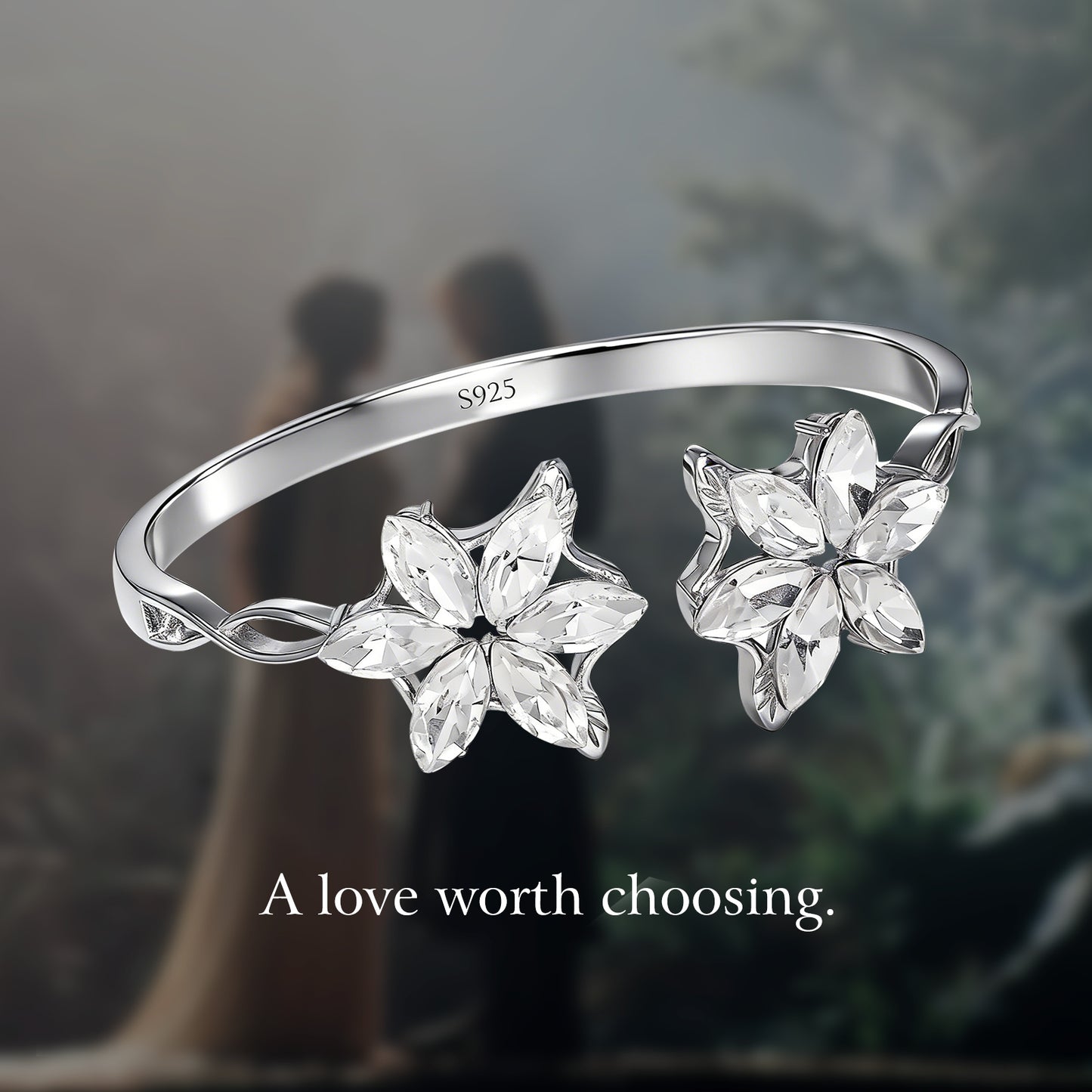 925 Sterling Silver Arwen Bracelet – Romantic Valentine’s Day Gift for Her, LOTR Elven Bangle Jewelry