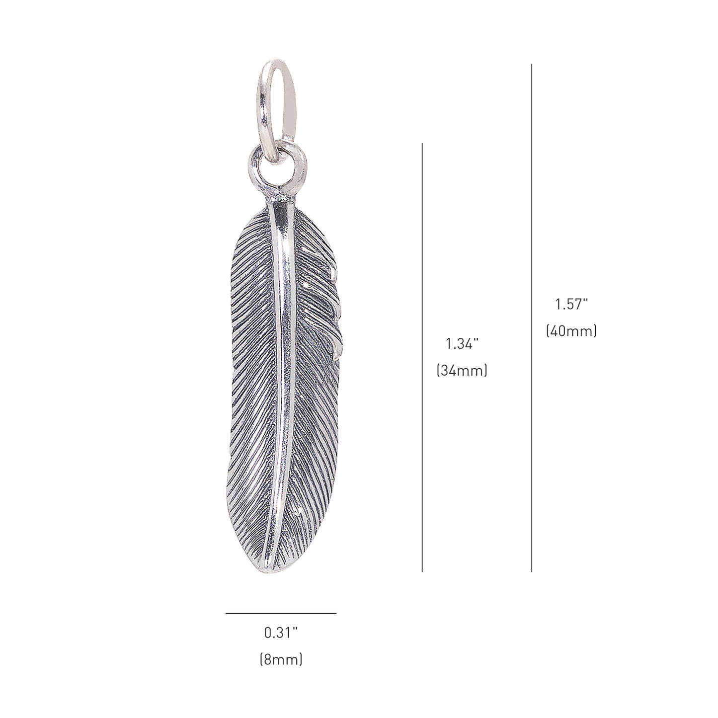 925 Sterling Silver Simple Retro Feather Pendant Leaf Shaped Large Bail Opening Women Men Fashion Delicate Dainty Jewelry