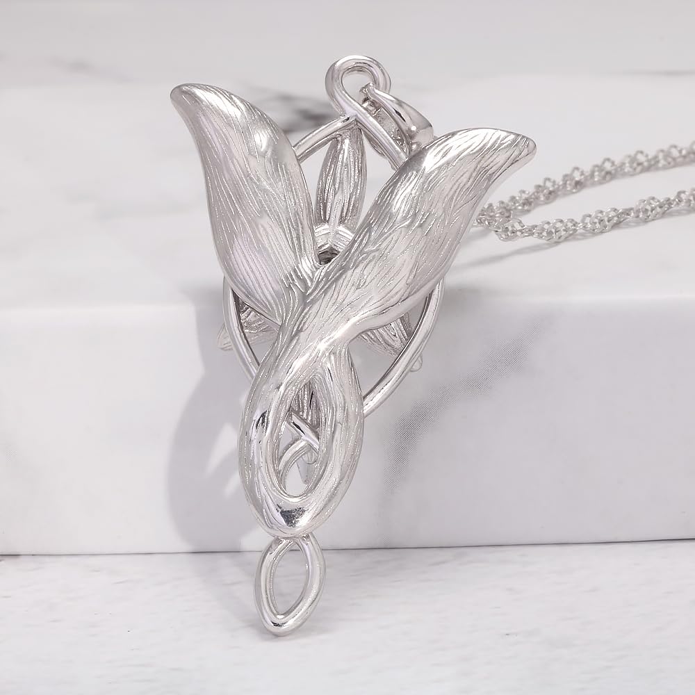 S925 Sterling Silver Arwen Evenstar Pendant Necklace Lord of the Ring Jewelry Women Sweater Chain