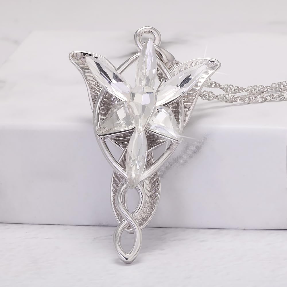 S925 Sterling Silver Arwen Evenstar Pendant Necklace Lord of the Ring Jewelry Women Sweater Chain