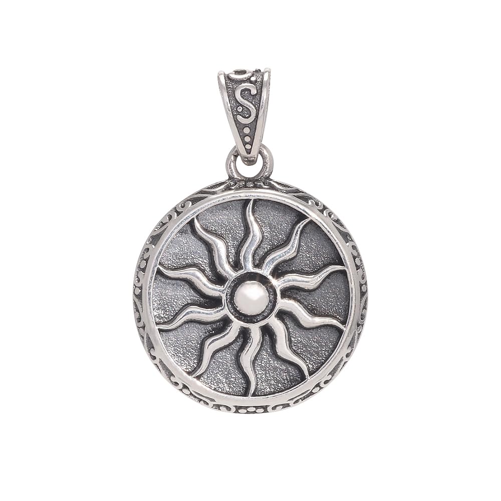 Greek Mythological Apollo Amulet Sun God Pendant for Men Women Pure 925 Sterling Silver Vintage Round Coin Pendant Jewelry Gifts for Him/Her