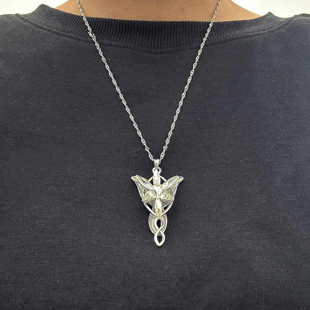 S925 Sterling Silver Arwen Evenstar Pendant Necklace Lord of the Ring Jewelry Women Sweater Chain