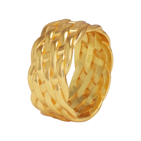 925 Sterling Silver 9mm Chunky Braided Ring, Comfort Fit Twist Wedding Band for Men and Women, US Sizes 6-13