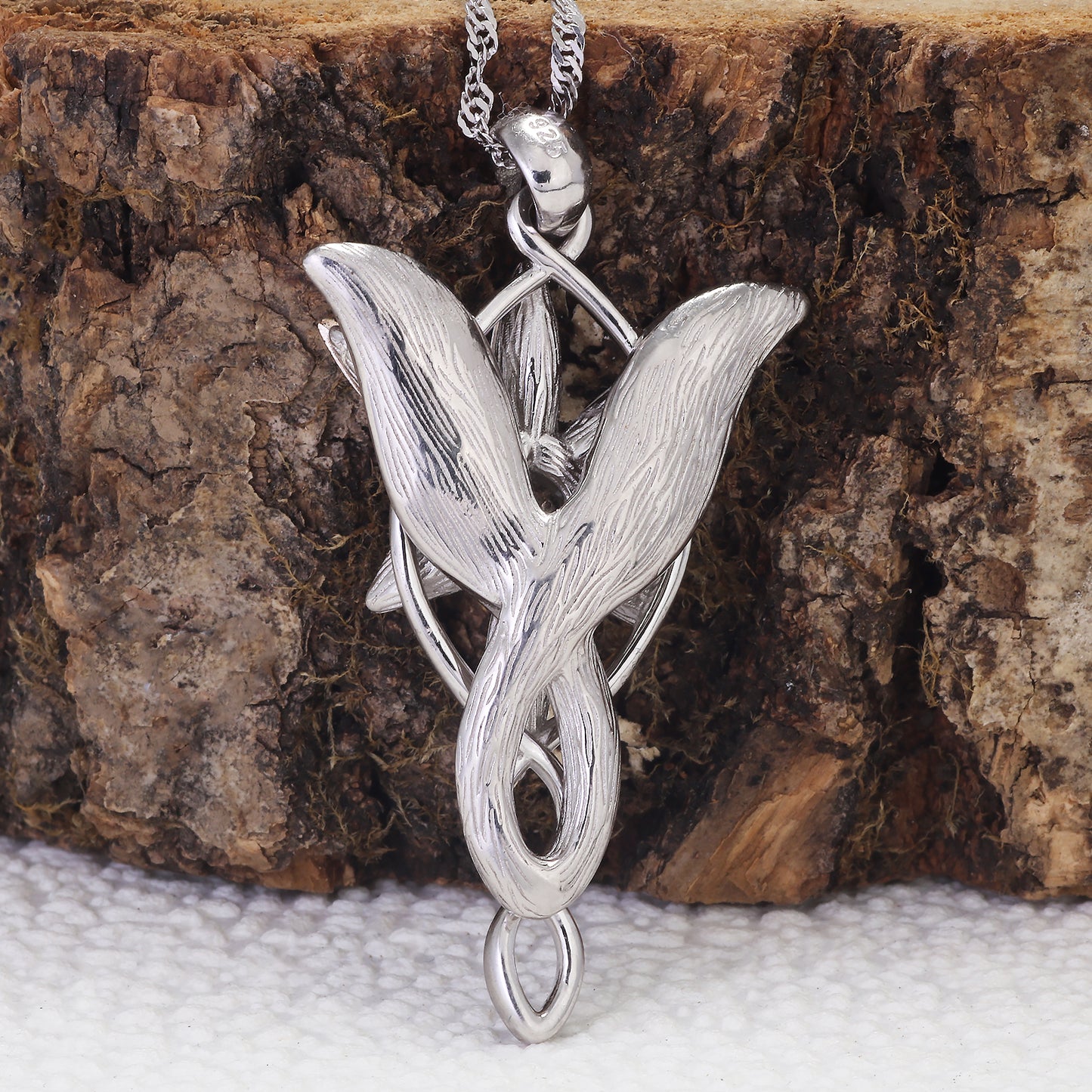 925 Sterling Silver Arwen Evenstar Necklace, Elvish Pendant Necklace with 5A Cubic Zirconia, Elven Jewelry Gift for Women, 1.18x1.97 Inches