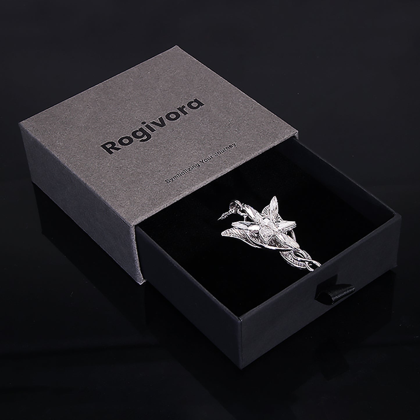 925 Sterling Silver Arwen Evenstar Necklace, Elvish Pendant Necklace with 5A Cubic Zirconia, Elven Jewelry Gift for Women, 1.18x1.97 Inches