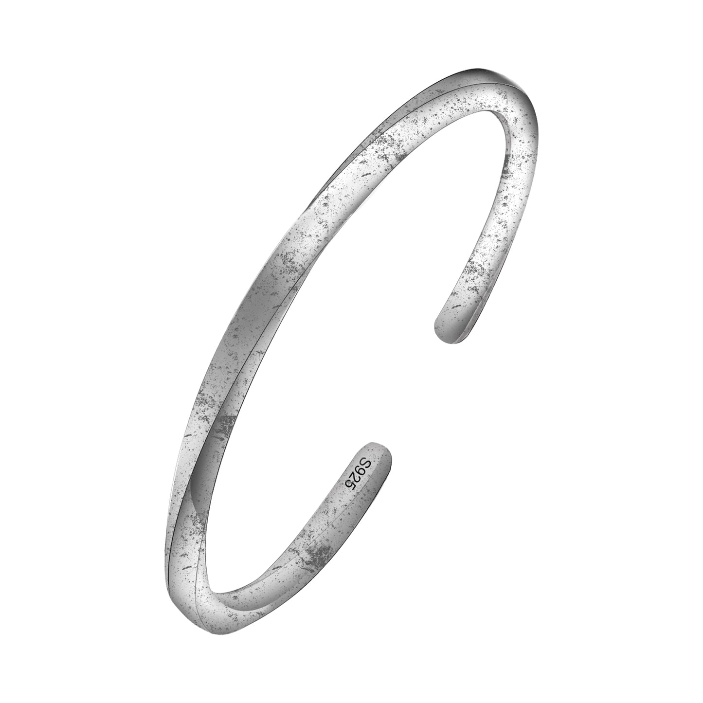 925 Sterling Silver Twisted Cuff Bracelet, Adjustable Open Cuff Bangle, Mobius-Style, Minimalist, Unisex Jewelry