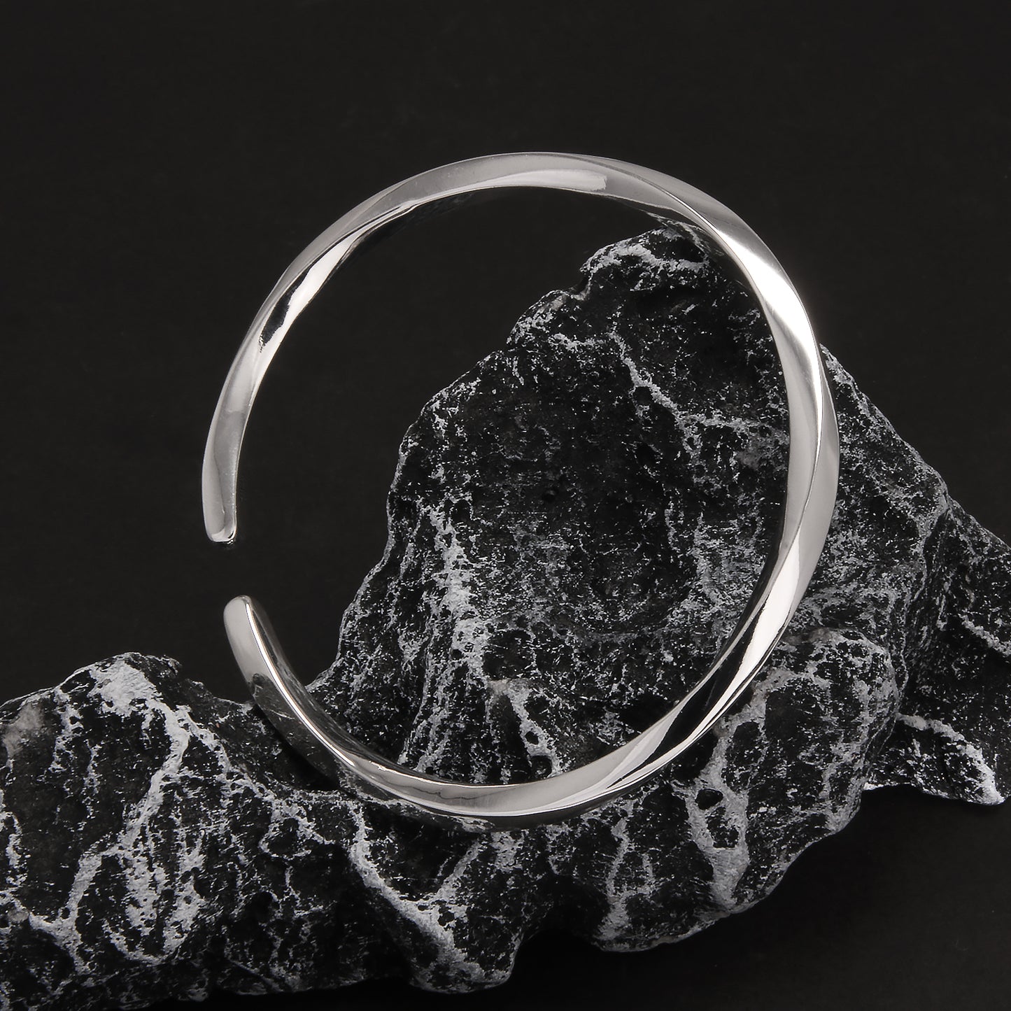 925 Sterling Silver Twisted Cuff Bracelet, Adjustable Open Cuff Bangle, Mobius-Style, Minimalist, Unisex Jewelry